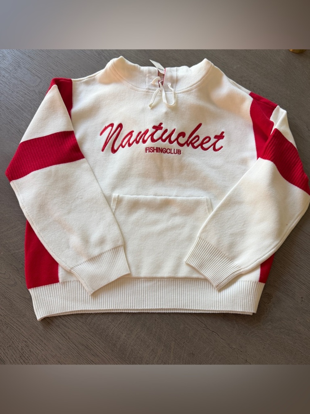 Anthropologie Daily Practice Nantucket Red and White Hoodie Sweater Size S - Picture 2 of 8